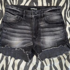 Express Women's Faded Black Jean Shorts